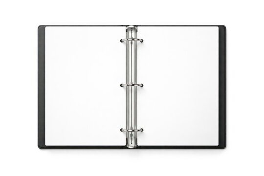 Open binder with blank pages.