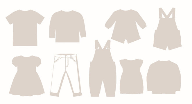 Collection of various baby clothes silhouettes