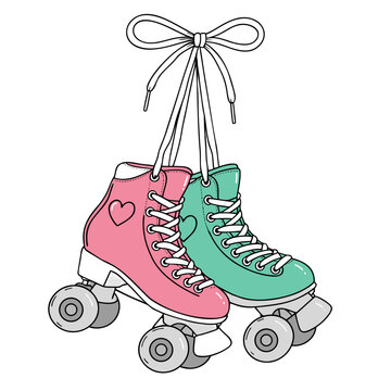 Cartoon Style Color Illustration of a Pair of Classic Running Shoes