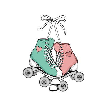 Cartoon Style Color Illustration of a Pair of Classic Running Shoes