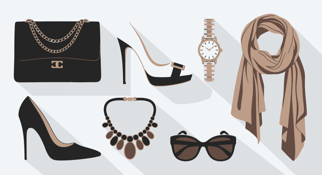 Fashion accessories on a white background stylish woman s essentials
