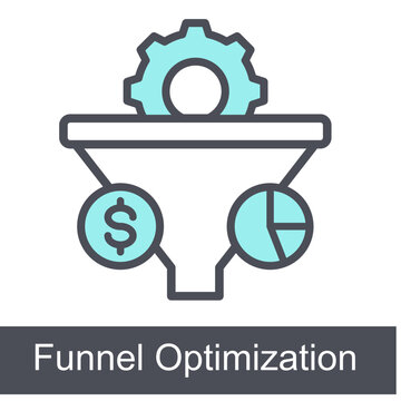 Funnel Optimization Blue Vector Icon On White Background 
