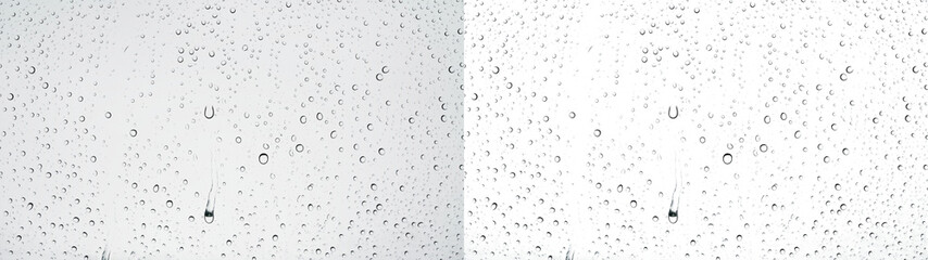 Transparent rain droplets on glass window texture overlay © CreativePix