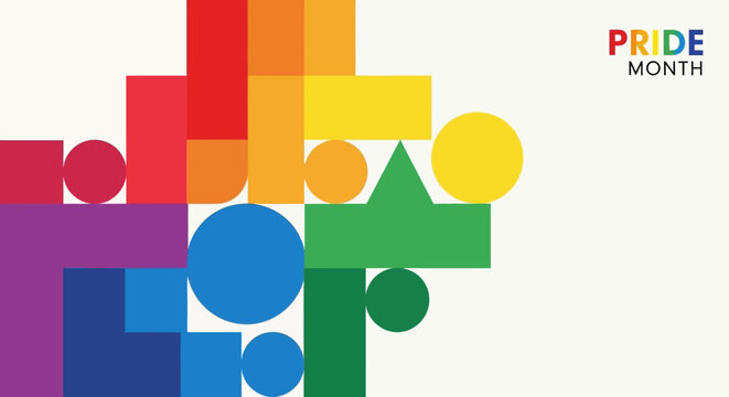Pride Month colorful geometric shapes design.