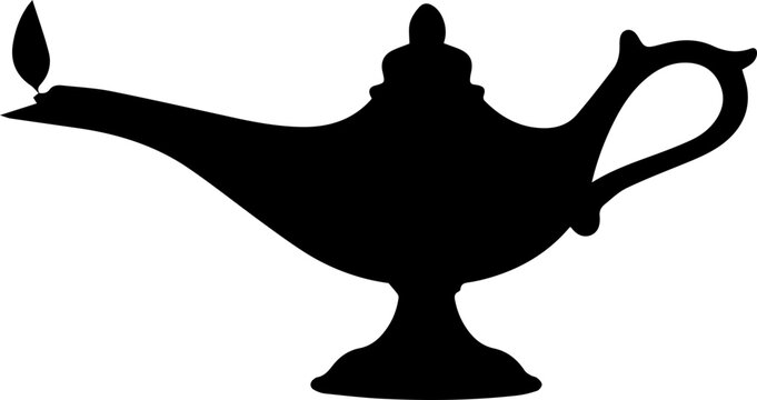 Unleash your creativity with this magic lamp silhouette evoking mystery, wonder, and limitless possibilities for branding or design projects