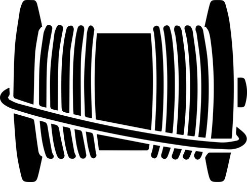 Professional black silhouette of a wire spool ready for industrial or construction projects