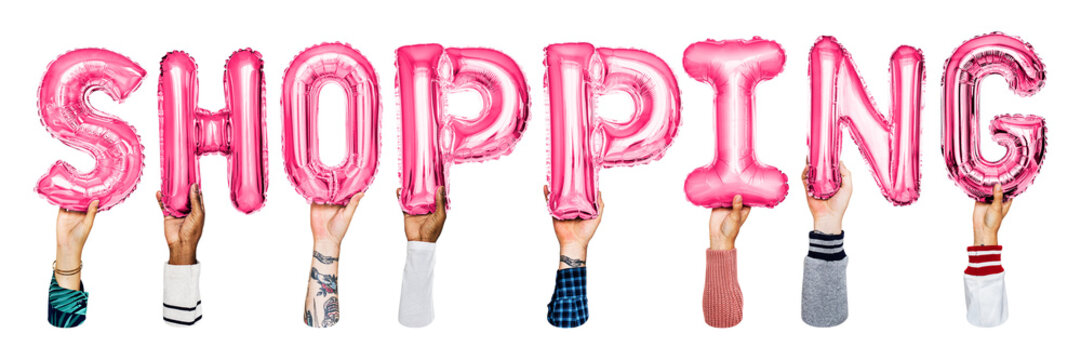 Shopping balloon png word sticker, transparent background