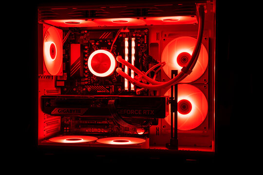 Gaming PC with Red RGB lighting