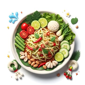 A single clay pot of traditional Thai som tam 