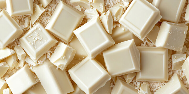 Background with delicious pieces of white chocolate