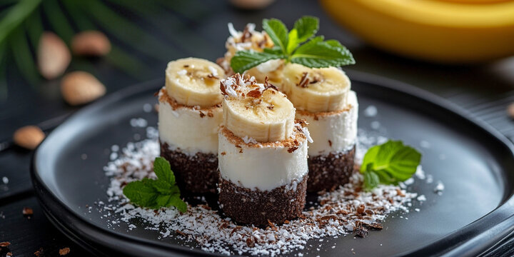 Banana and coconut dessert called Vai Siaine on the table