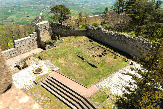 Architectural Sights of The Lombardy Castle (Castello di Lombardia) in Enna, Sicily, Italy. (III).