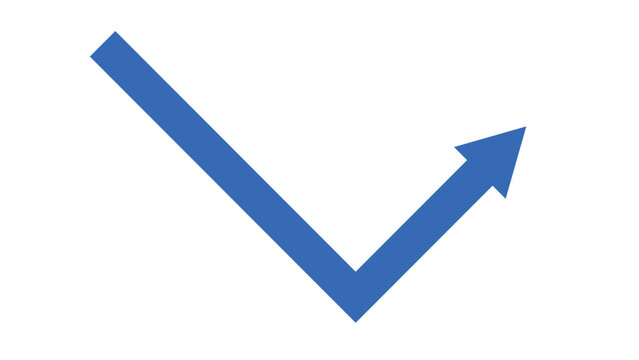 Blue Arrow Rebound and Continuing Upward Trend Representing Business Profit Recovery and Growth