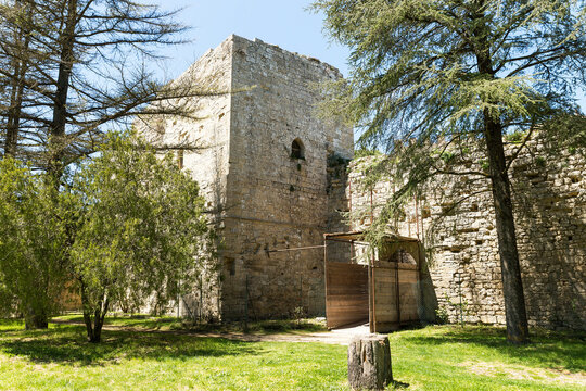 Architectural Sights of The Lombardy Castle (Castello di Lombardia) in Enna, Sicily, Italy. (III).