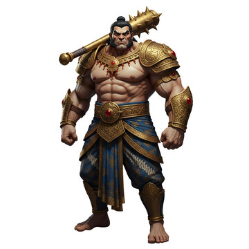 3D Render of Strong Warrior Inspired by Bima, Traditional Javanese Character