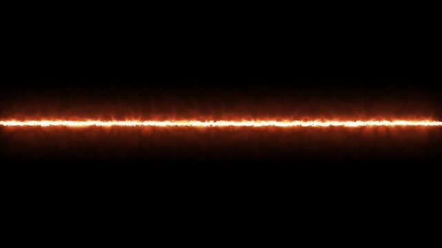 Horizontal fire line glowing in dark.