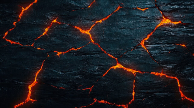 Abstract rock background with fire gaps between stones cut rock surface