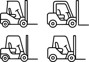 Naklejka premium Forklift illustration icon set, in outline or line art style, for industrial design