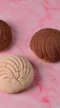 Traditional Mexican food, pattern of chocolate and vanilla shells, Mexican conchas