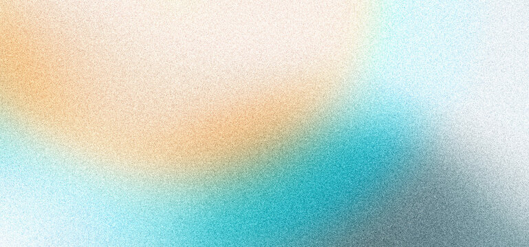 Abstract grainy gradient background, turquoise blue orange beige noise texture header, banner, wallpaper backdrop design
