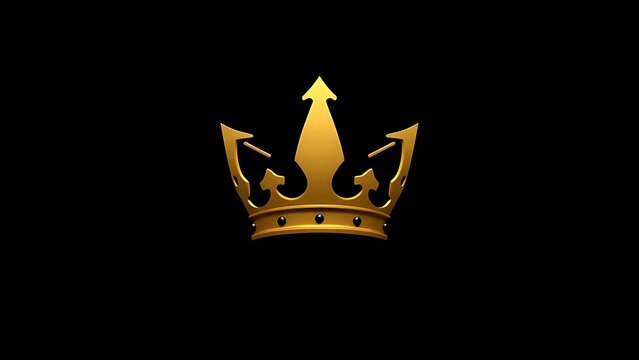 couter. Massive golden crown icon centered on a pure black background. event programs, museum guides, designed for cultural heritage projects and event programs, elevates cultural identity.