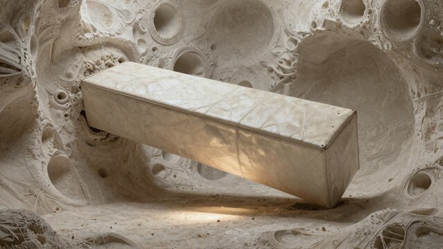 Elegant tombstone in intricate stone cave