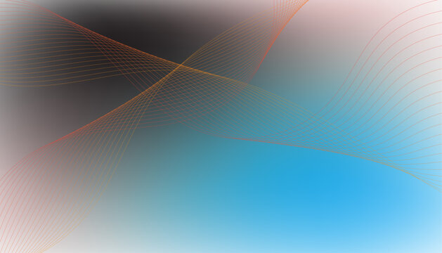 Abstract Orange Wave Lines on Soft Gradient Background, Modern Flowing Curve Pattern	