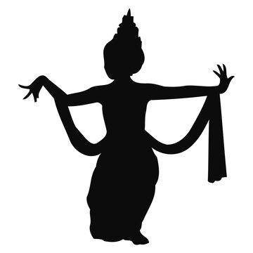 Silhouette of Traditional Indonesian Dancer in Elegant Pose