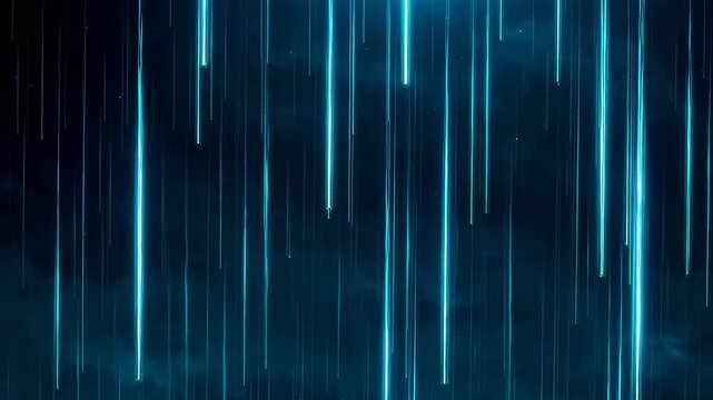 Abstract glowing blue digital rain streaks on a dark background