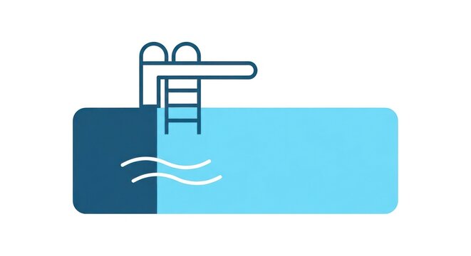 Swimming pool illustration with diving board vector graphic isolated design