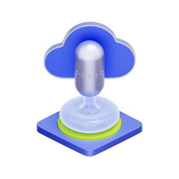 3D illustration of deployment stamp with cloud symbol for cloud deployment, software release, app launch, system updates, and devops pipelines.