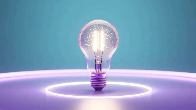 朝靄のような柔光の中で淡く輝くAI発想の電球コンセプト