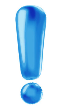 Exclamation mark png 3D blue balloon symbol, transparent background