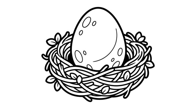 Bird egg in a nest.