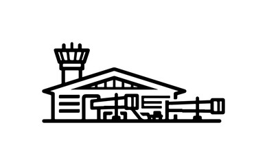 Fototapeta premium Airport Terminal and Control Tower Icon Vector Illustration