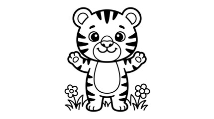 Fototapeta premium Cute Cartoon Tiger Character Design.