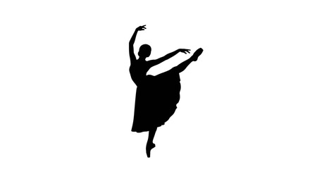 Silhouette of a ballet dancer in a graceful pose on a white background © Alis