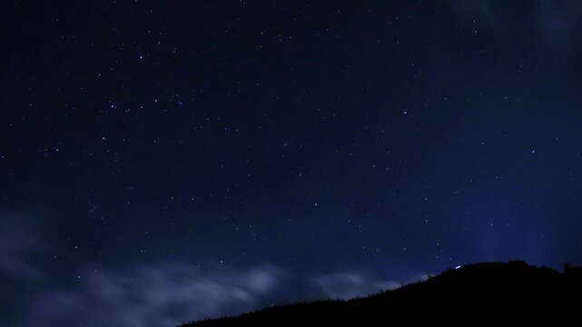 志賀高原夜空　雲の流れと星の動き、月光