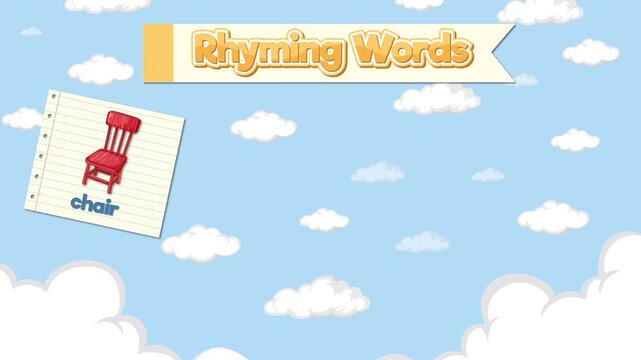 Educational Rhyming Words Animation with Chair Bear Pear and Square