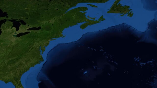Satellite Map Zoom Animation From World View To Boston Massachusetts