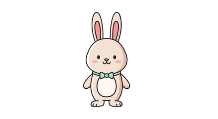 Fototapeta premium A cute cartoon rabbit wearing a bow tie stands on a.