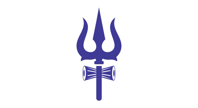 Blue Trishul Symbol of Lord Shiva, Hindu Religious Icon