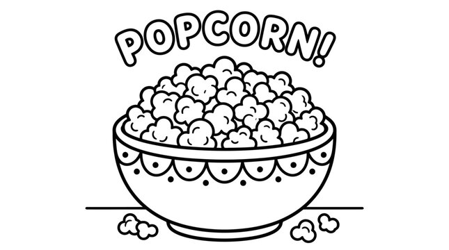 Colorful illustration of popcorn bowl.