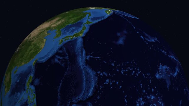 Satellite Zoom Animation to Valletta Malta at Night with Country Labels