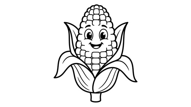 Smiling Cartoon Corn Character Face.