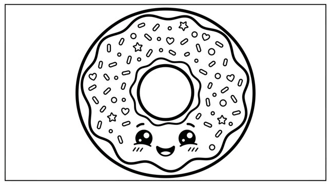 Donut with smiling face and sprinkles.