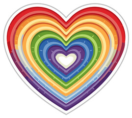 Obraz premium Heart in rainbow colors with layers. Symbol of love, pride, and equality, for design.