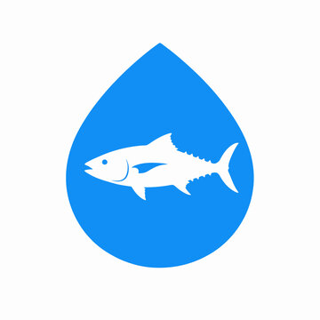 Tuna fish within a water drop for seafood and sustainable resources