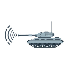 Fototapeta premium Modern Military Tank Emitting Signal Waves, Armored Vehicle Technology Concept