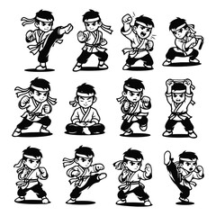 Martial arts boy character poses for karate and kung fu training © nfdesign